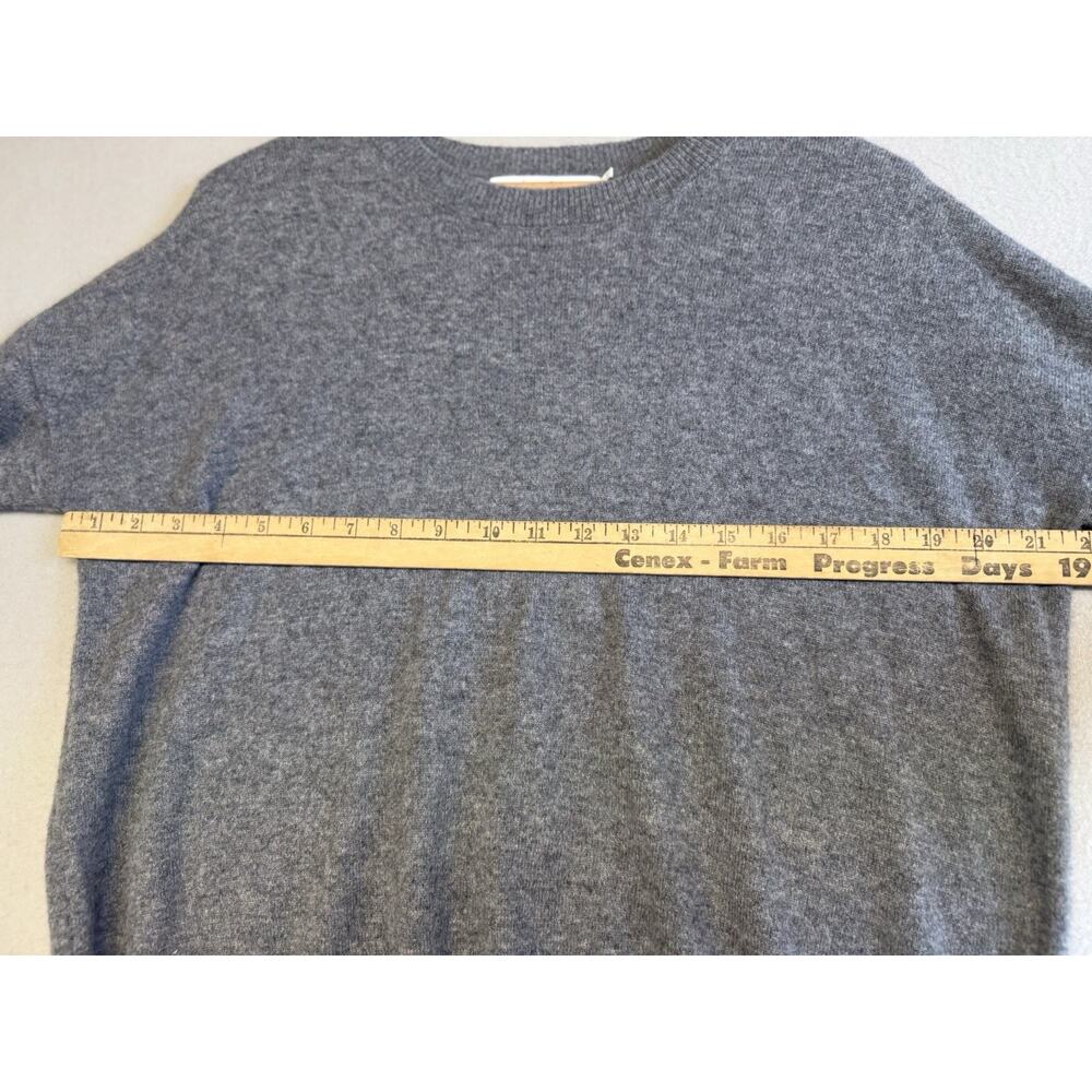 Harper Lane 100% Cashmere Sz Med Gray Heather Long Sleeve Sweater Purple Piping - Picture 8 of 12